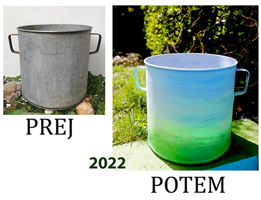 Velik emajliran lonec, ki je pred 70-imi leti služil za prekuhavanje perila